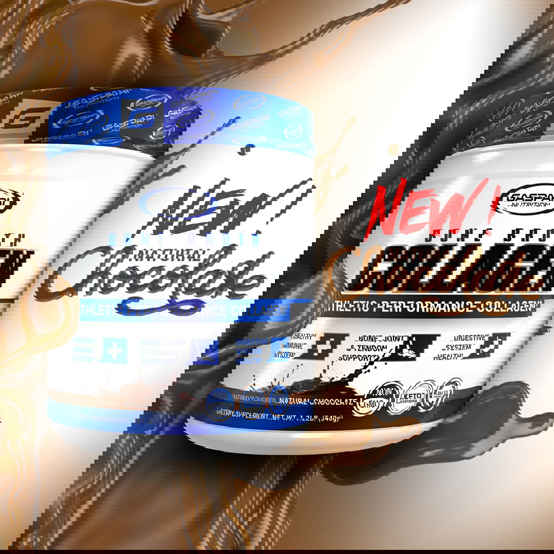 Bone broth collagen in new natural chocolate flavor by Gaspari Nutrition