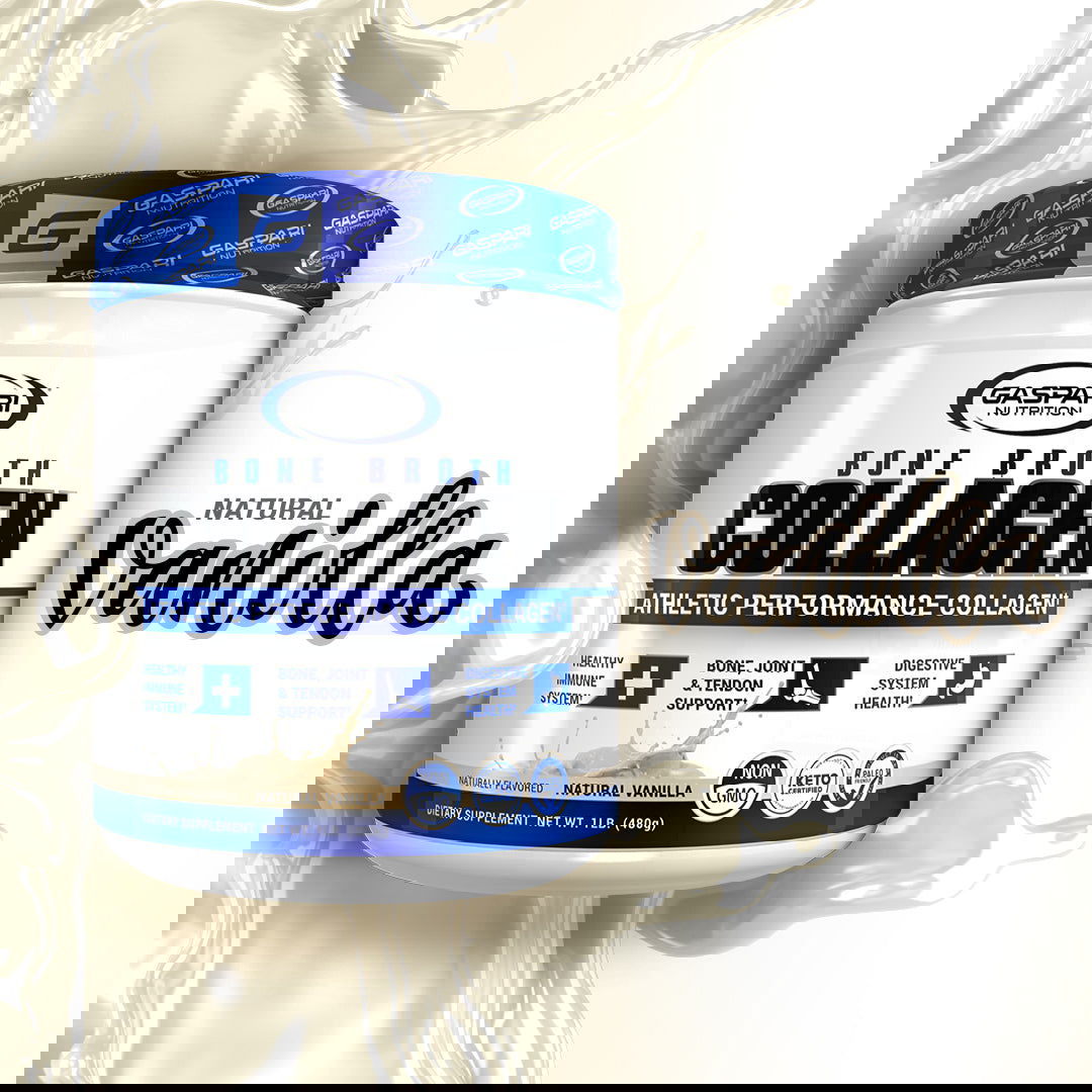 Bone broth collagen in new natural vanilla flavor by Gaspari Nutrition